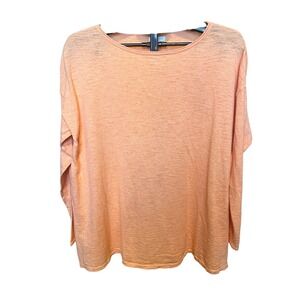 J Jill Womens Long Sleeve Top Size L Peach‎ Stretch Mature Normcore Casual Tee